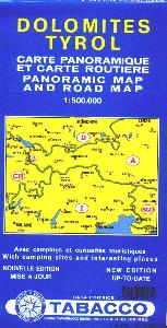 , Dolomiti e Tirolo. Carta panoramica e stradale