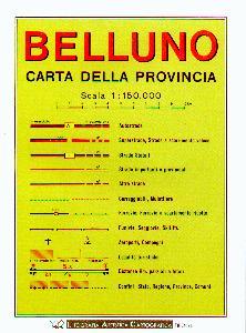 , Belluno. Carta della provincia scala 1:150.000